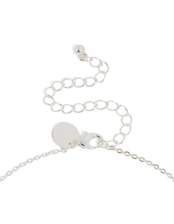 Silver Plated Thin Cubic Zirconia Letter A Necklace