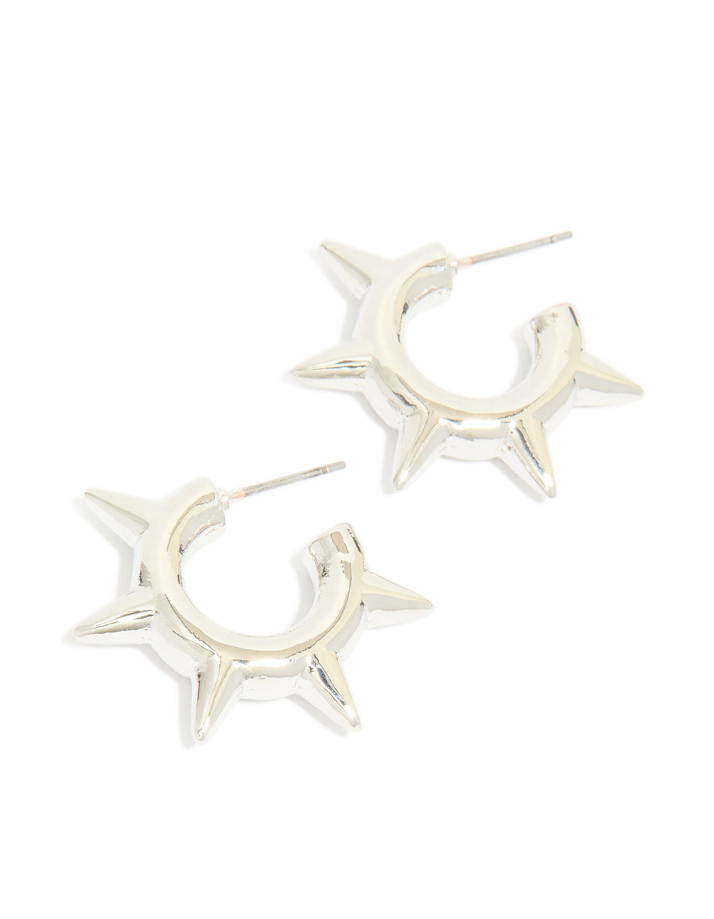 Silver Spike Hoop Earrings