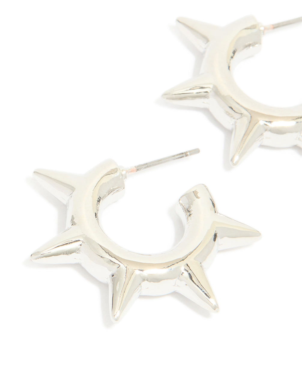 Silver Spike Hoop Earrings