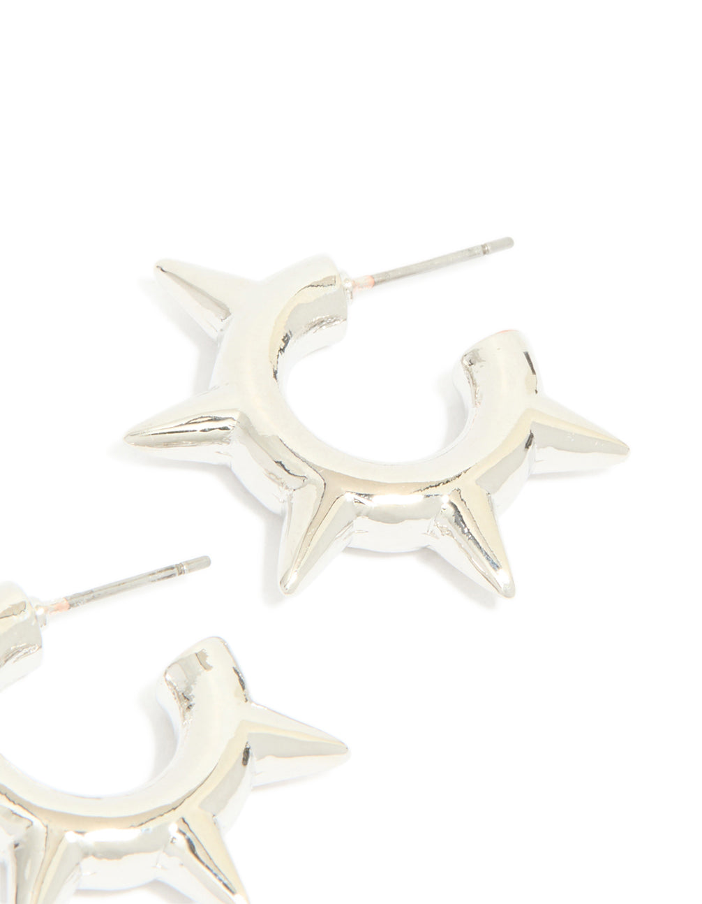 Silver Spike Hoop Earrings