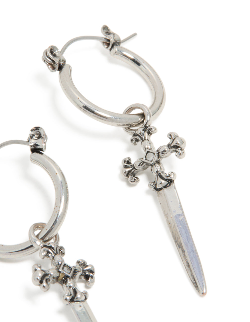 Silver Dagger Hoop Earrings