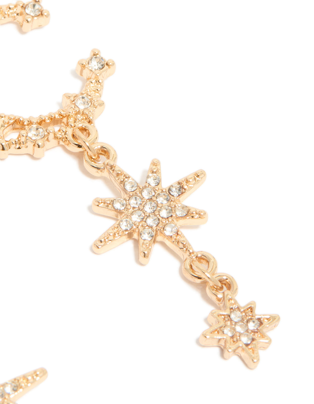 Gold Diamante Moon & Star Celestial Drop Earrings