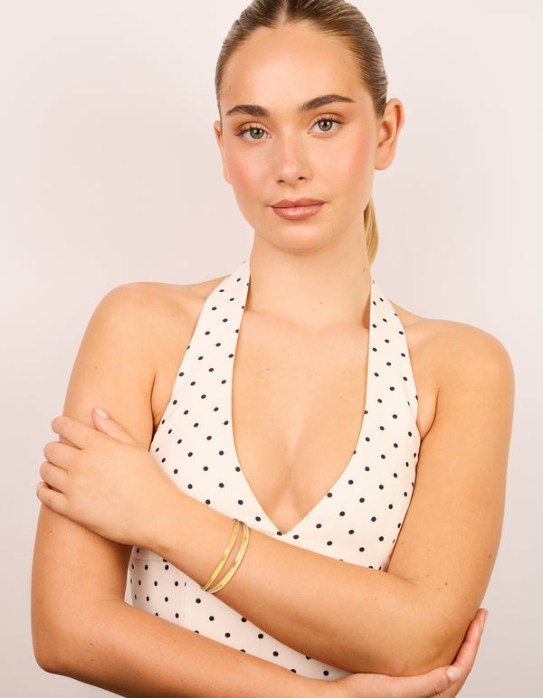 Waterproof Gold Plated Stainless Steel Split Double Layered Wrist Cuff