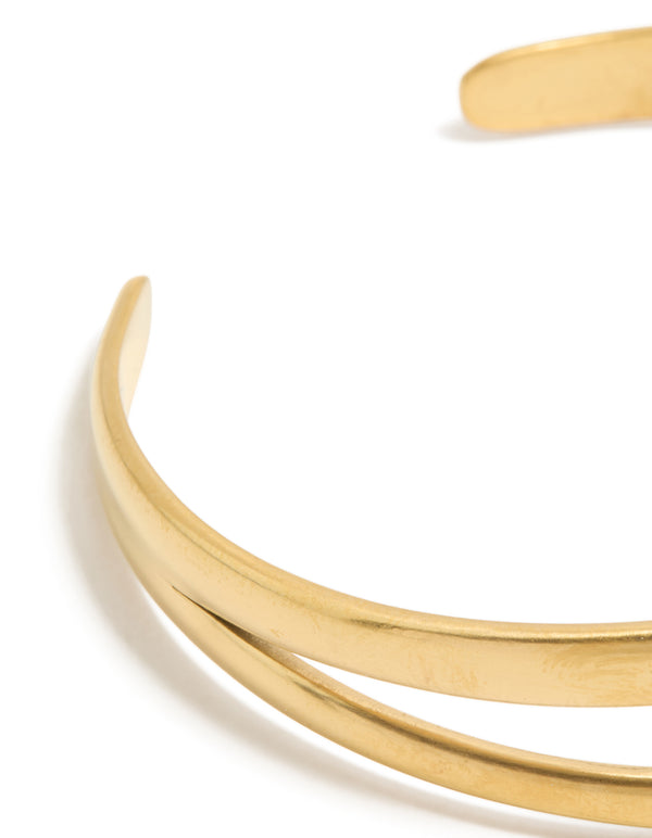 Waterproof Gold Plated Stainless Steel Split Double Layered Wrist Cuff