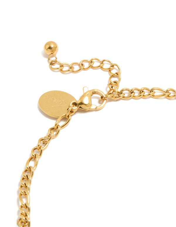 Designed with waterproof gold plated stainless steel featuring aqua beaded and cubic zirconia droplet charms on an anklet closure detail view
