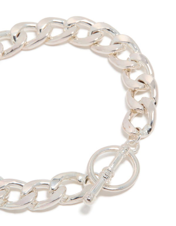Silver Chunky T-Bar Bracelet