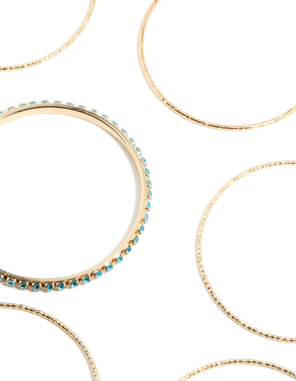 Gold & Blue Glitter Bangles 21-Pack