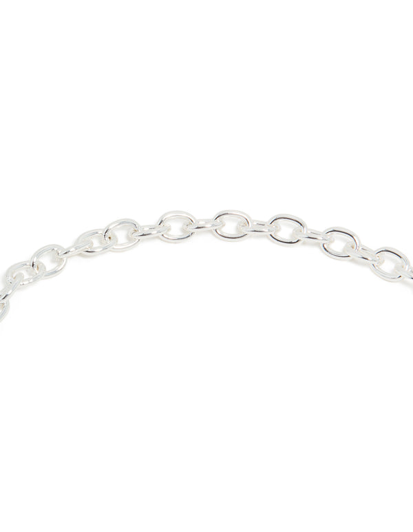 Silver Plated Heart Charm Fob Necklace