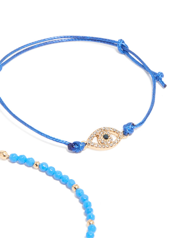 Gold Cord & Beaded Celestial Bracelets 4-Pack