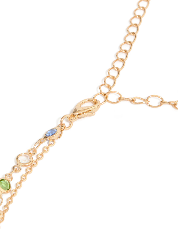 Gold Red Green Blue Stone Waist Chain