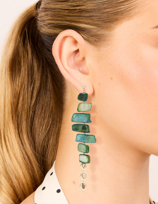 Dark Green Acrylic Irregular Shaped Drop Earrings