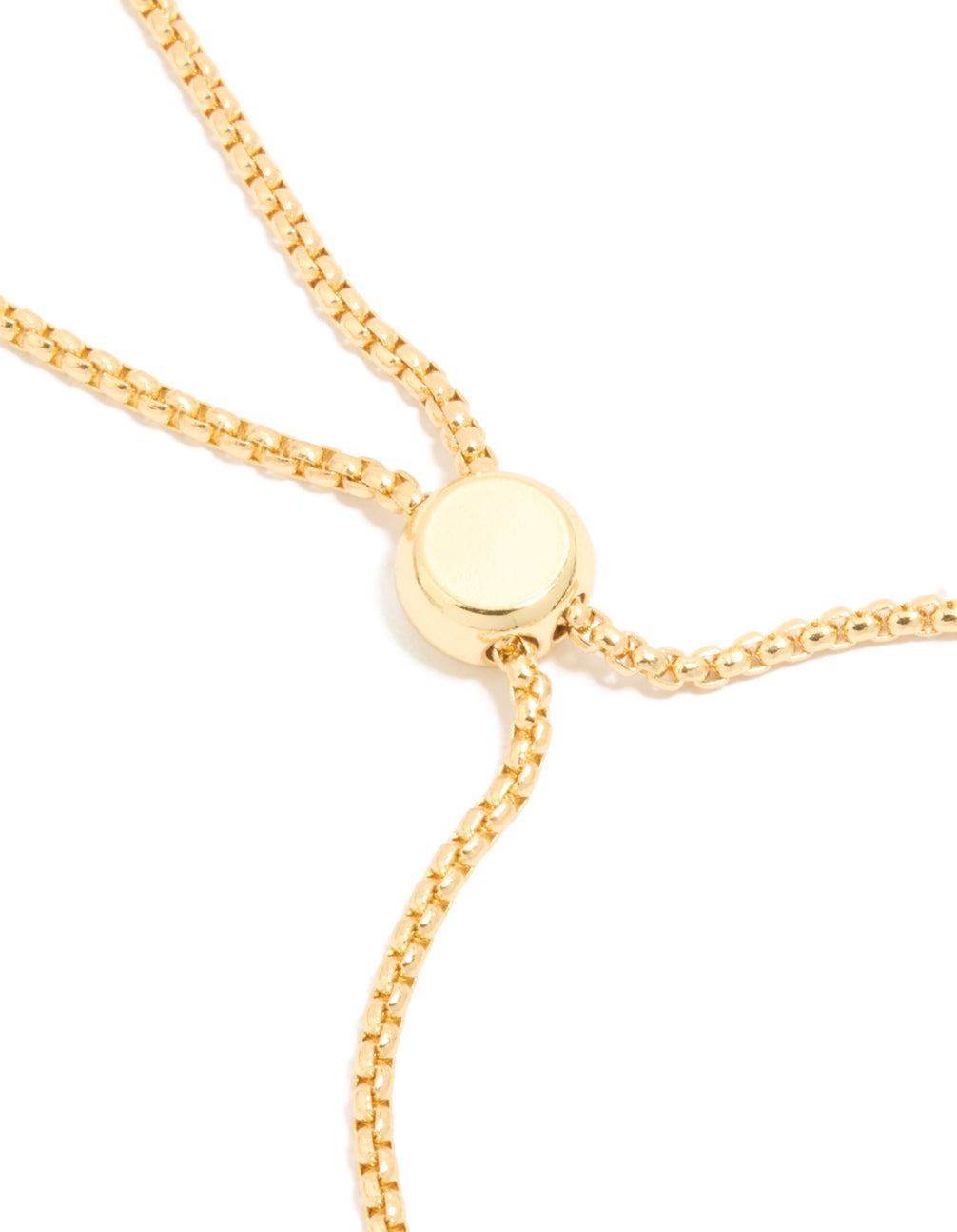 Featuring ball and cubic zirconia oval toggle chain bracelet in gold plated closure detail view