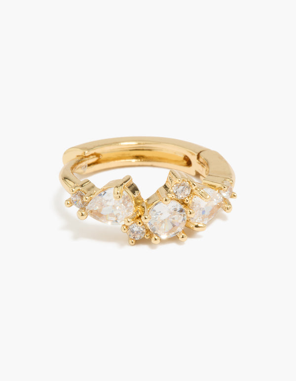 Gold Plated Cubic Zirconia Huggie & Stud Earrings 2-Pack