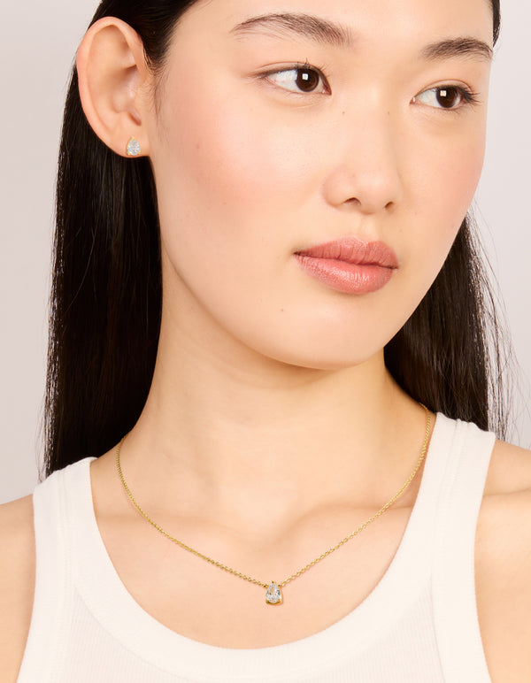 14K Gold Plated Pear Cubic Zirconia Necklace & Earrings Set