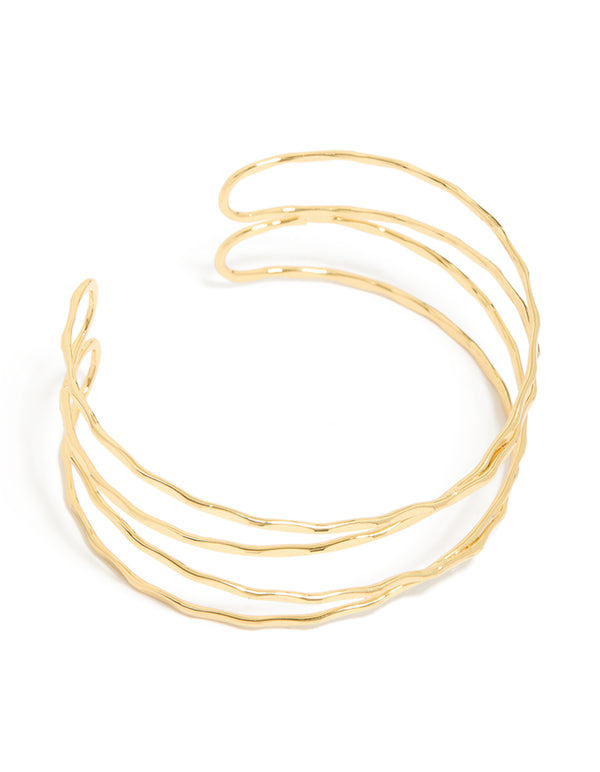Gold Plated Multi Cross Textured Arm Cuff