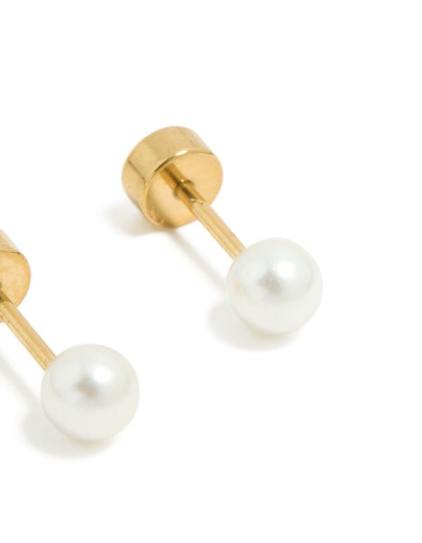 Kids Surgical Steel Pearl Flat Back Studs