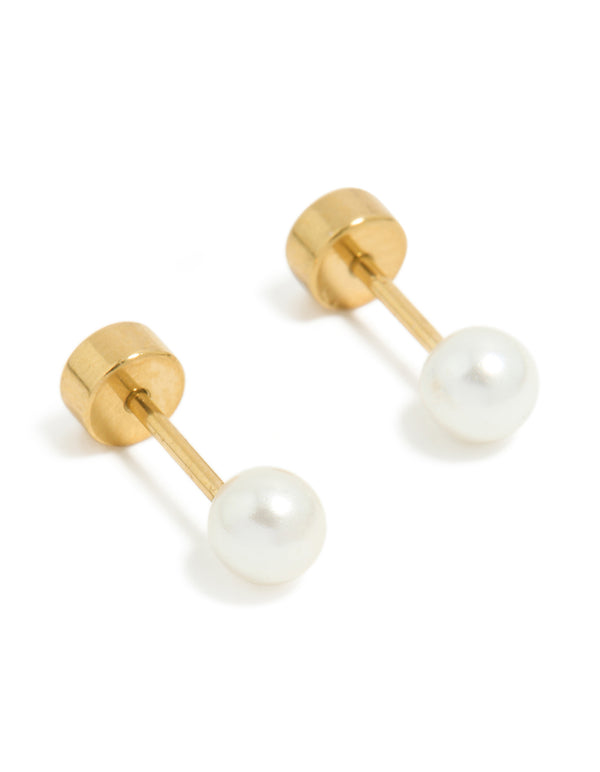 Kids Surgical Steel Pearl Flat Back Studs