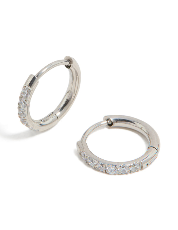 Kids Surgical Steel Cubic Zirconia Sleeper Earrings