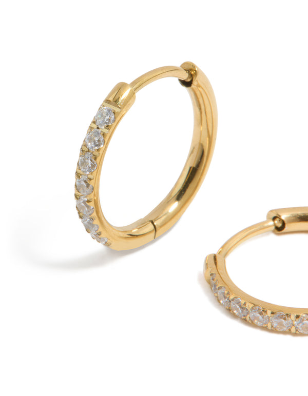Kids Gold Plated Surgical Steel Cubic Zirconia Sleeper Earrings