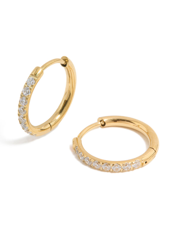 Kids Gold Plated Surgical Steel Cubic Zirconia Sleeper Earrings