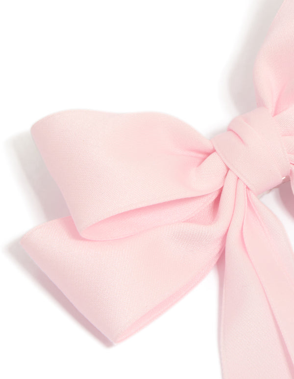 Pink Fabric Double Layer Bow Clip