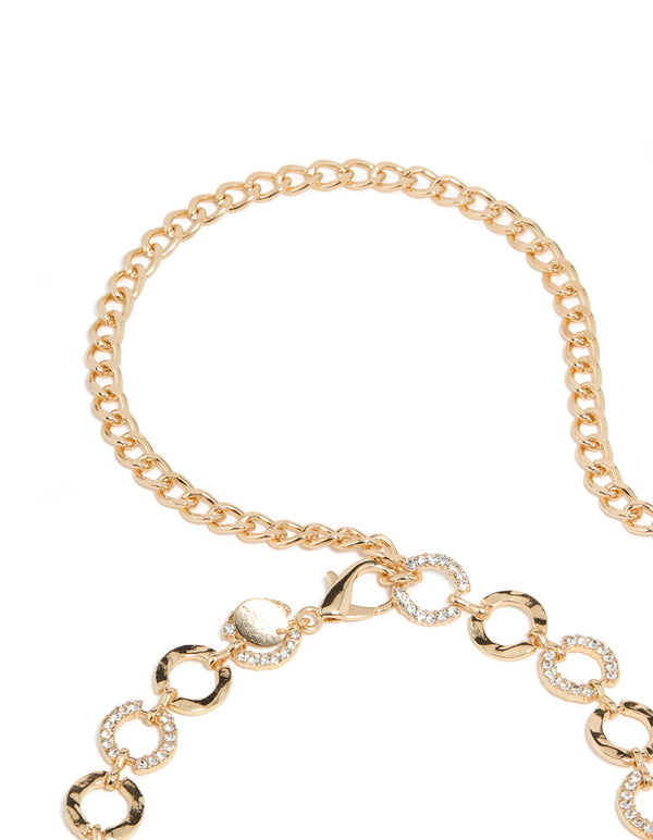 Gold Mini Diamante & Molten Circle Belt