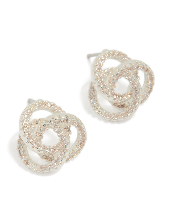 Showcasing silver plated cubic zirconia Milky Way earrings front view