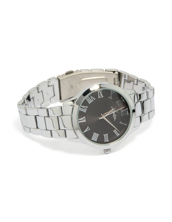 Men's Silver Classic Round Roman Numeral Watch