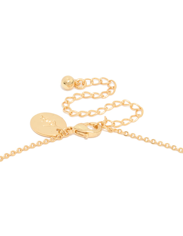 Gold Plated Cubic Zirconia Heart & Circle Pendant Necklace