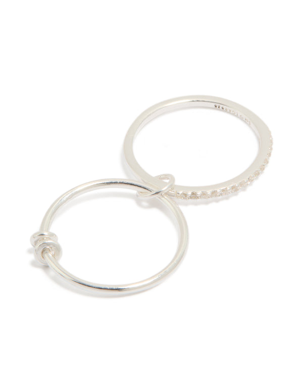 Crafted from sterling silver with cubic zirconia double link design side detail view