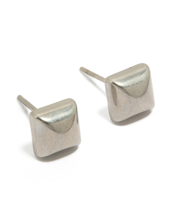 Discover these mens waterproof stainless steel studded earrings crafted from silver material with stud closure front view