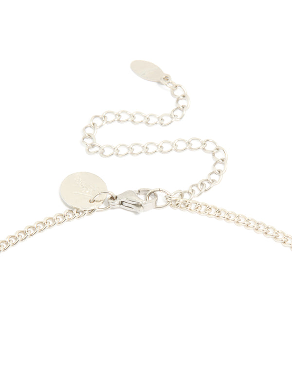 Featuring a waterproof mens stainless steel classic plain cross pendant necklace in silver clasp detail view
