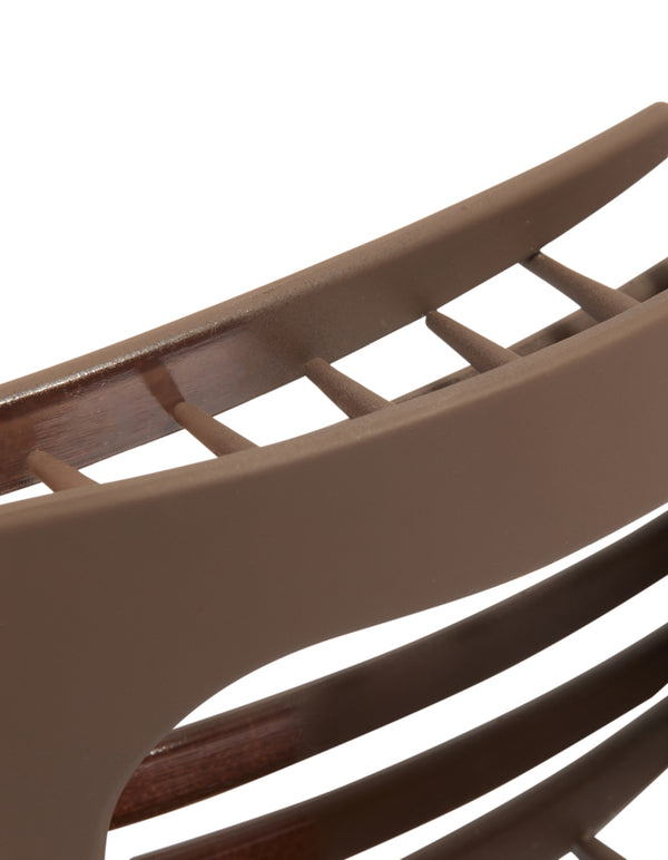 Designed with solid chocolate brown matte flat oval claw clip detail view