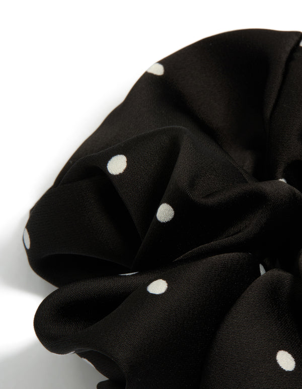 Black & Cream Micro Polka Dot Fabric Statement Scrunchie