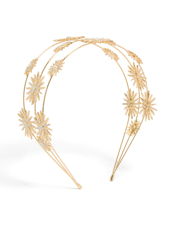 Gold Diamante Triple Layered Celestial Headband