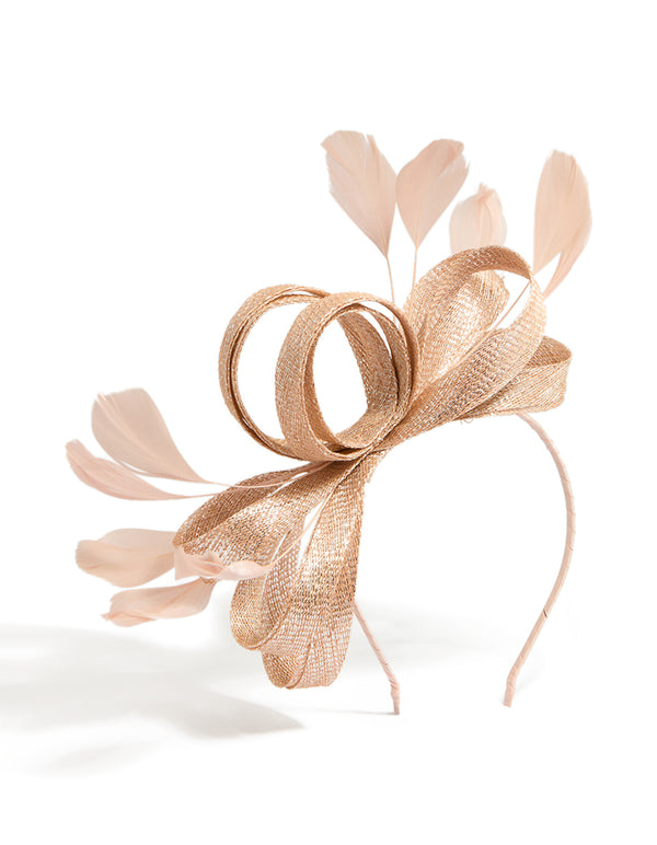 Blush Pink Metallic Feather Fascinator