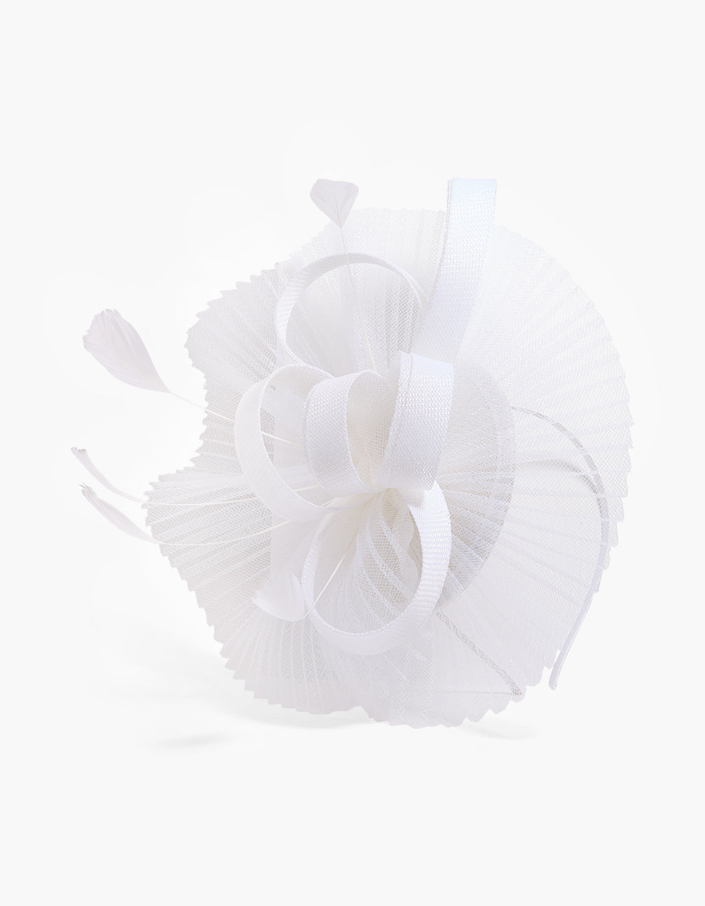 White Pleated Fan Fascinator