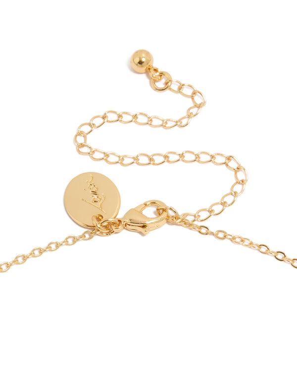Expertly crafted gold plated graduating cubic zirconia small y-necklace clasp detail view