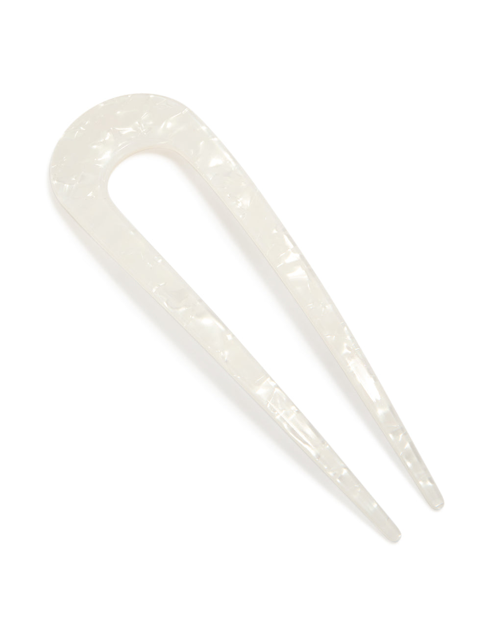 Showcasing a ivory acrylic large hair pin in front view