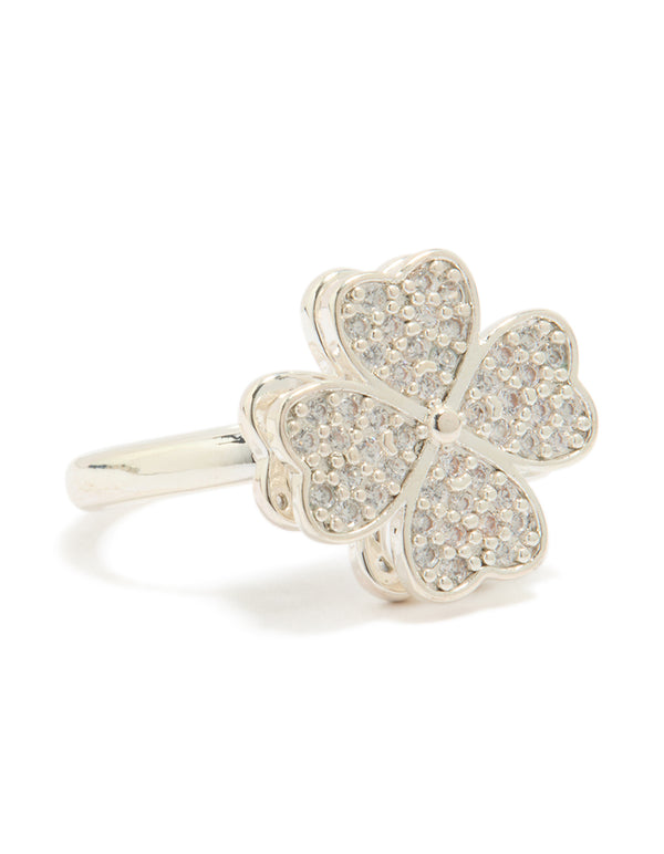 Waterproof Stainless Steel Spinning Clover Ring