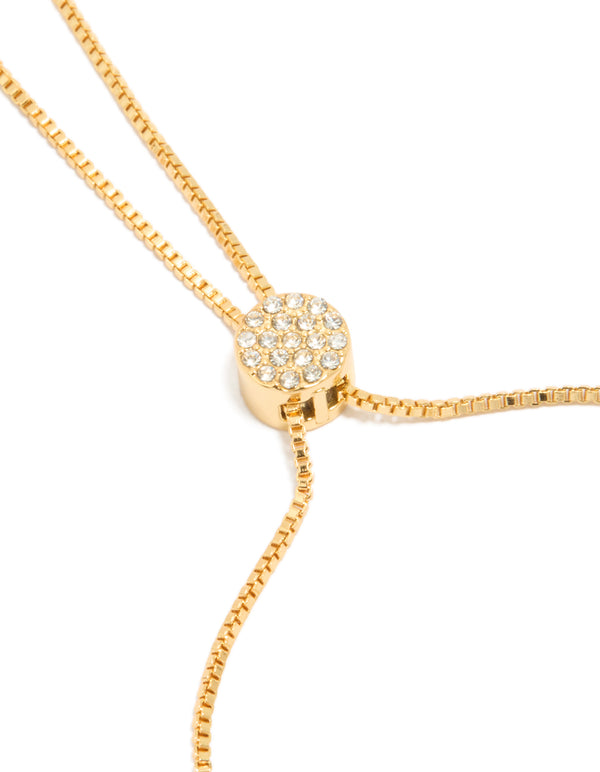 Gold Plated Cubic Zirconia Toggle Heart Charm Bracelet