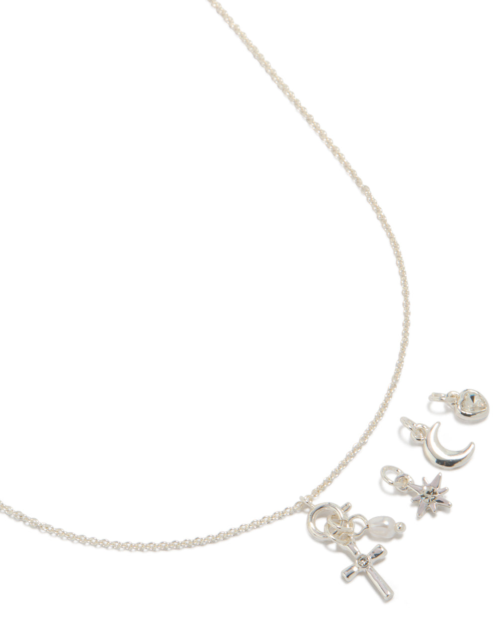 Silver Celestial & Cross Charms Necklace