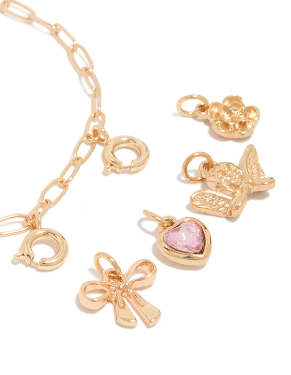 Gold Cherub & Floral Charms Bracelet