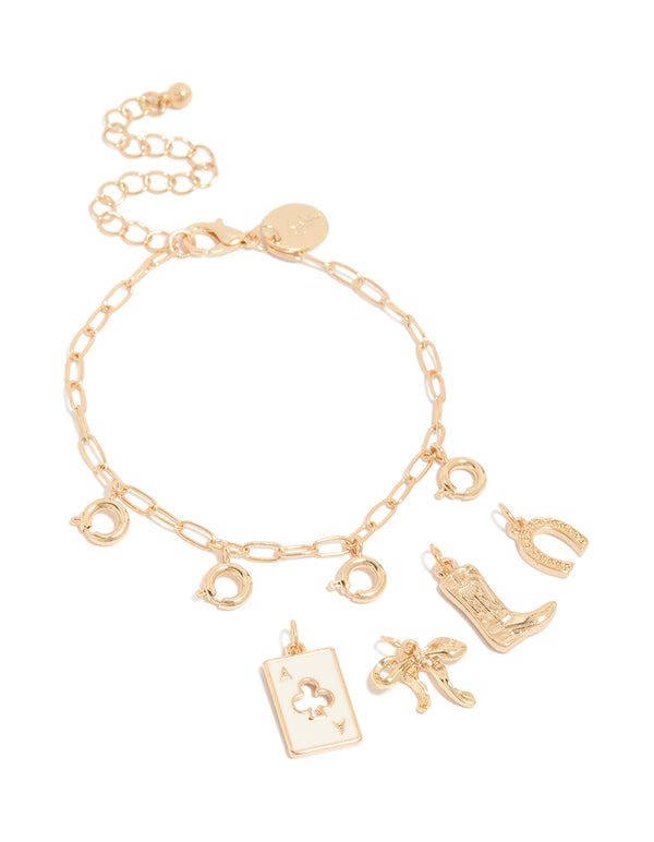 Gold Western Charm Bracelet