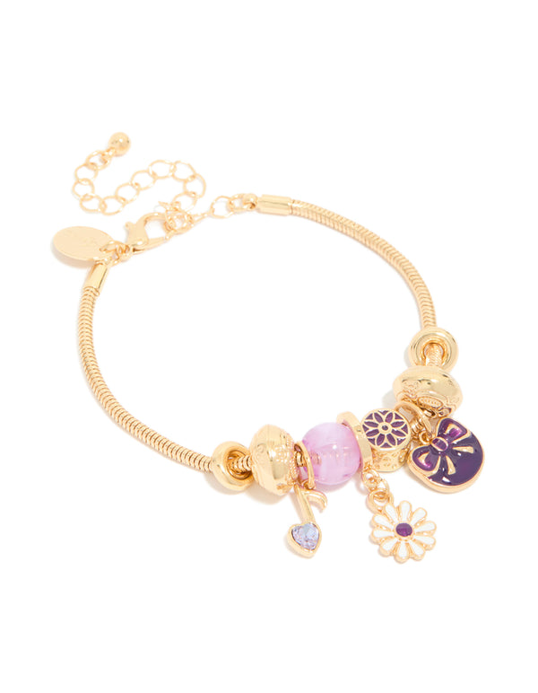 Gold Bow & Music Note Charm Bracelet