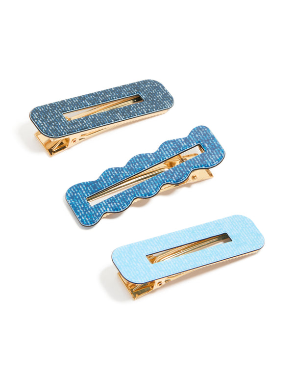 Tweens Denim Look Acrylic Hair Clips 3-Pack