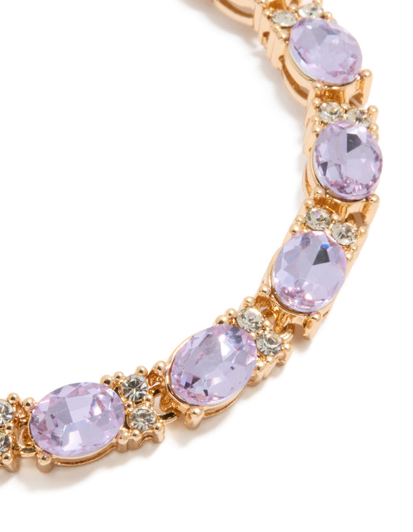 Gold Purple Diamantes Bracelet