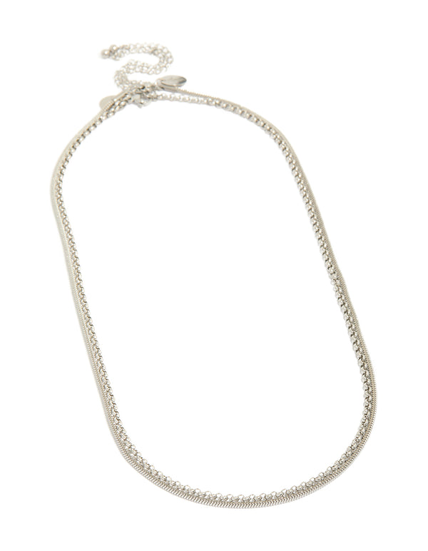 Mens Waterproof Stainless Steel Mini Snake Chain Necklaces 2-Pack
