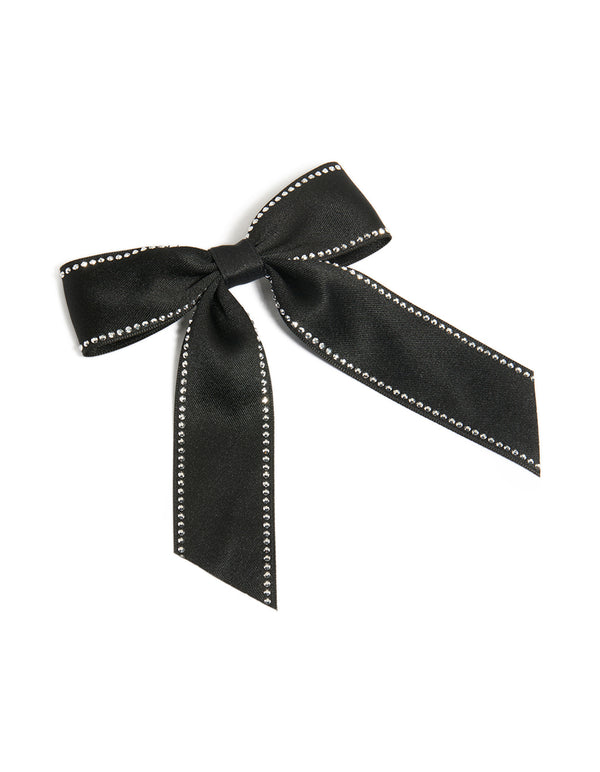 Black Diamante Edge Bow Clip