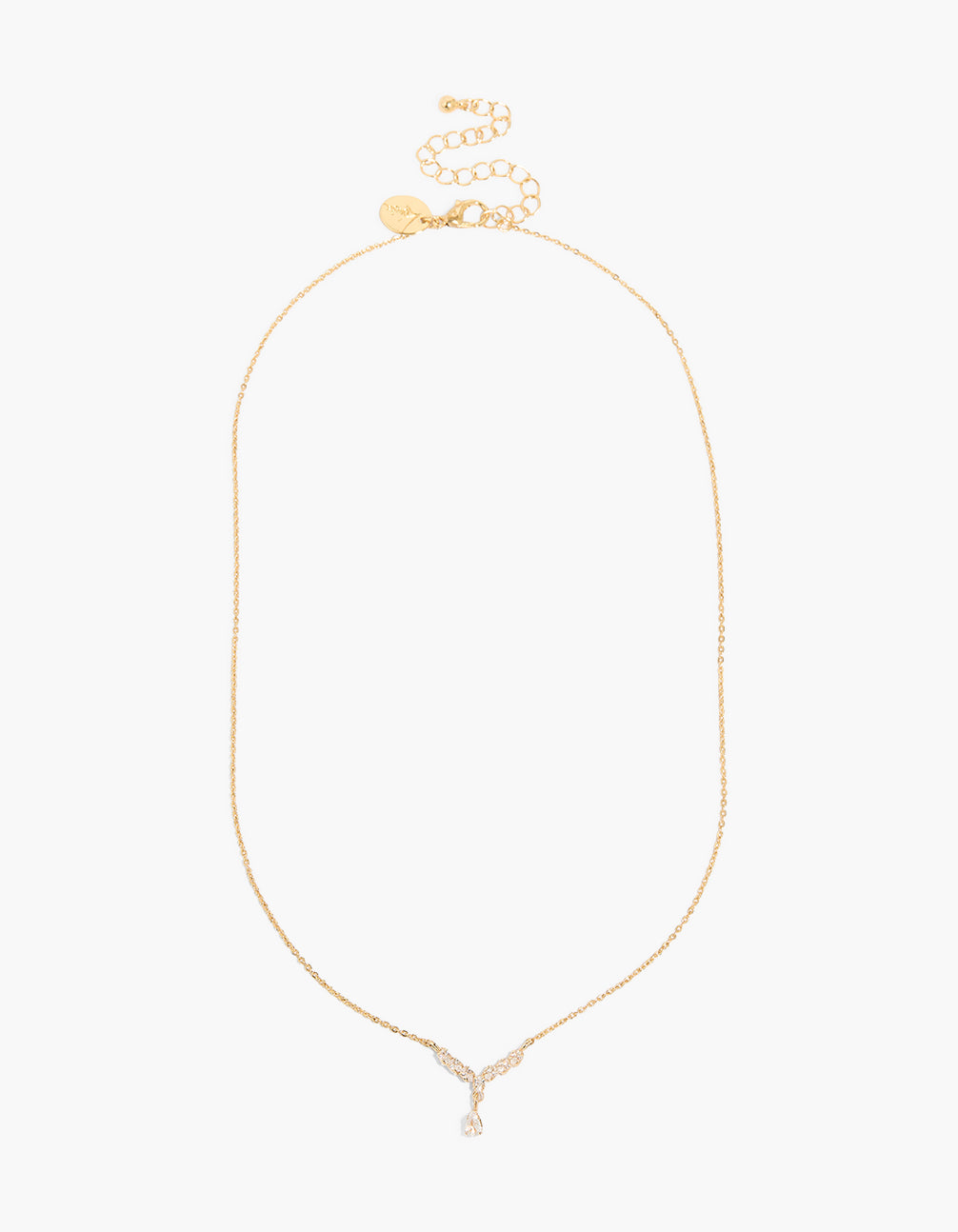 Gold Plated Cubic Zirconia V-Neck Pendant Necklace